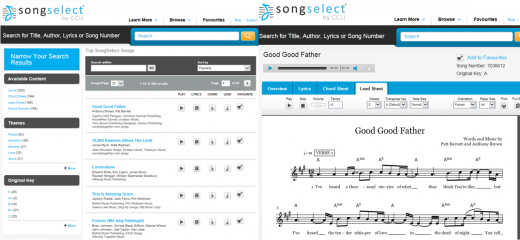 Song Select from CCLI